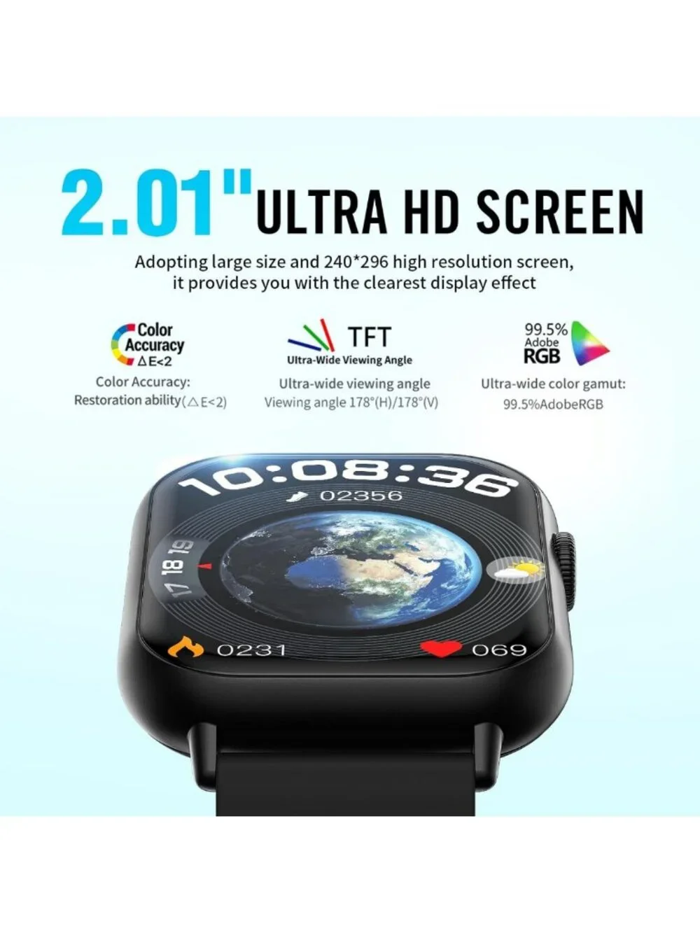 Stylish Smartwatch for Men & Women, Fitness Tracker, HD Touchscreen, Waterproof